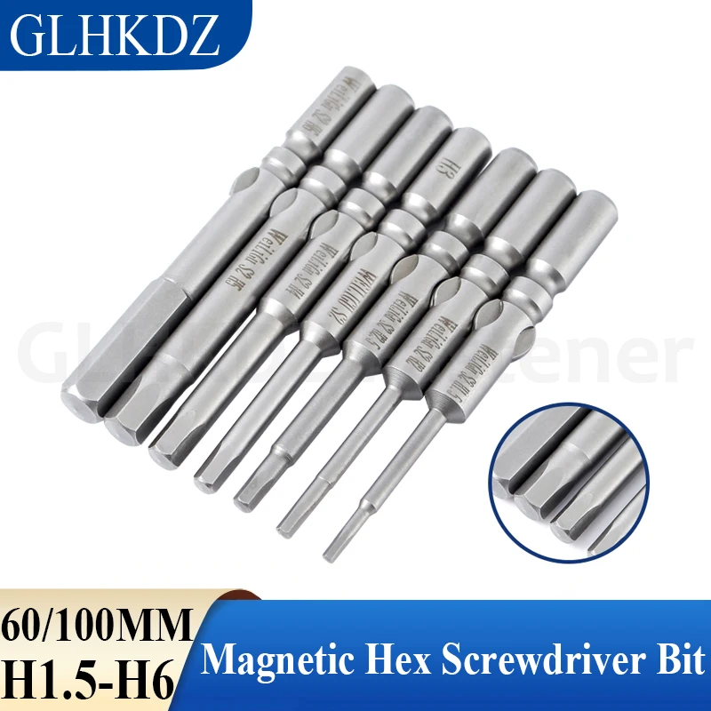 60/100mm 802 Electric Hex Head Allen Wrench Drill Bit 6mm Round Shank Hex Screwdriver Bit Power Drill Adapter Screw Driver
