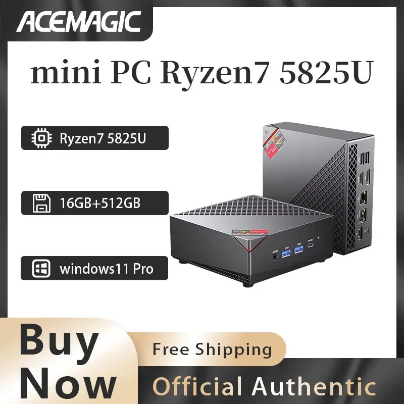 ACEMAGIC AM06pro mini PCAMD Ryzen 7 5825U 16GB RAM 512GB SSD mini PC portabel Wifi6 BT5.2 4K tiga layar window 11