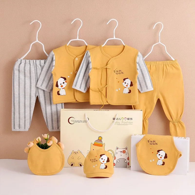 7 Pieces Newborn Clothes Baby Gifts Pure Cotton Baby Set 0-12 Months Kids Suit Sets For Baby Girls Boys Unisex Without Boxes