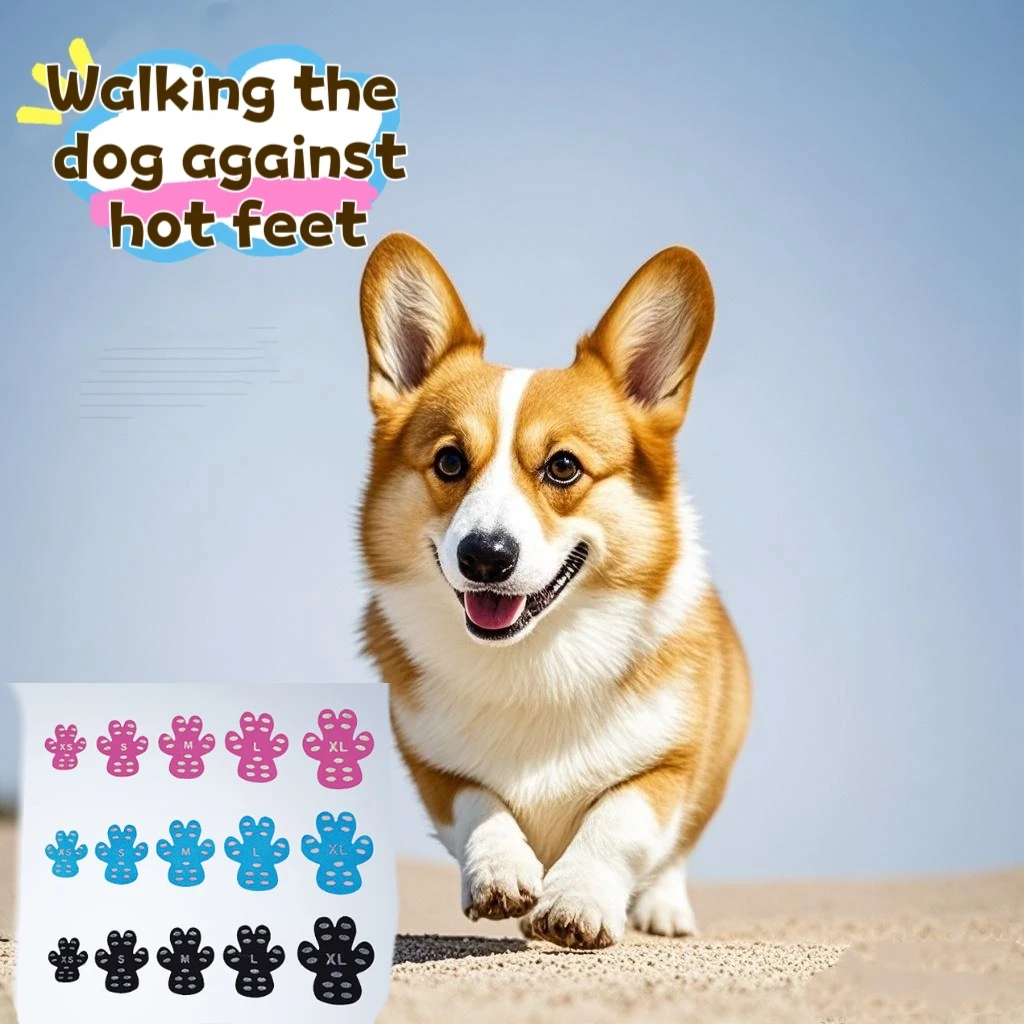 Set of four dog non-slip paw pads pet invisible foot stickers walking dog anti-scald feet dustproof sticky foot pads
