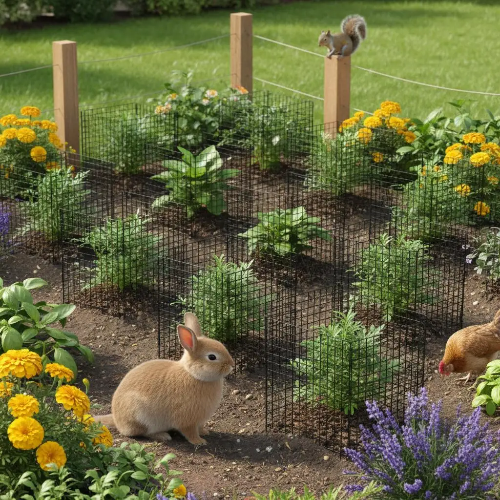 10 Pack Metal Mesh Plant Cages 12'' x 12'' For Garden Flower Vegetable, Animal Deterrent Crop Guardian Steel Grid Construction