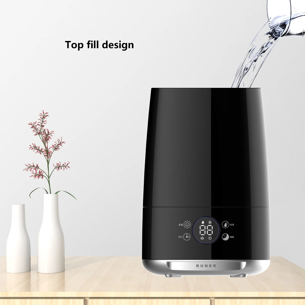 RUNAL 4L Top Fill Water Big Large Capacity Cool Mist Smart Ultrasonic Air Humidifier With Tuya Wifi App for Home Room Bedroom