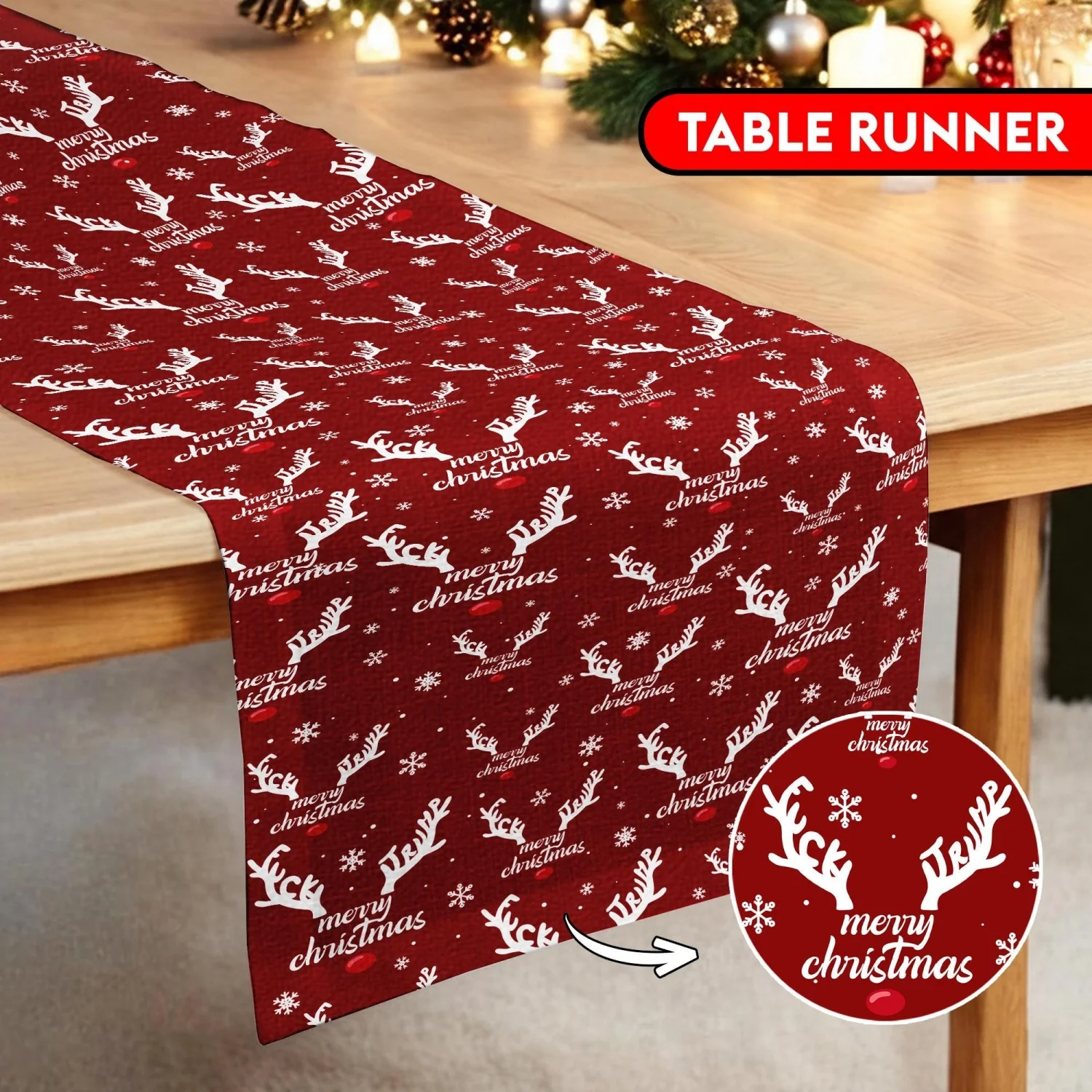 Weihnachts-Tischläufer, Tischläufer aus dezentem Rentier, Geschenk für die Küchendekoration, Protest-Tischläufer.