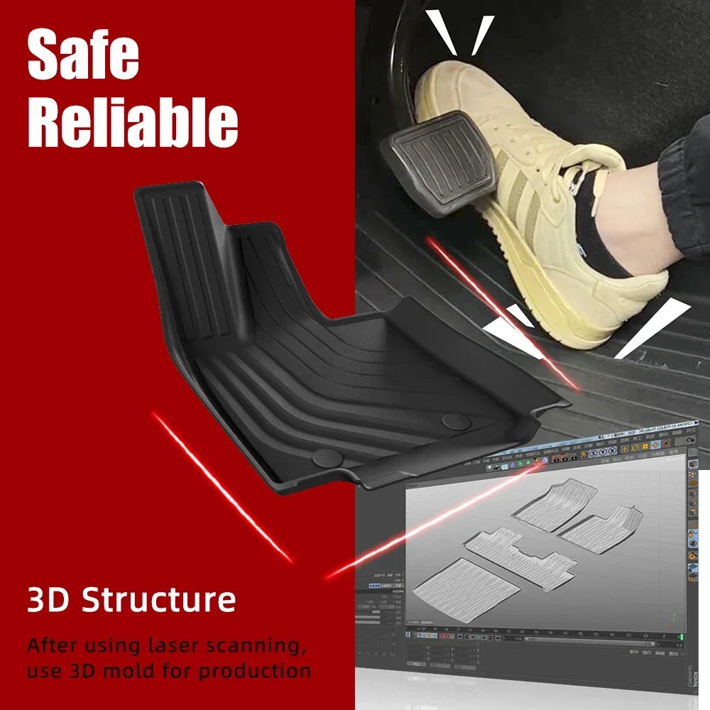 NIO EL6 ES6 EC6 2023-2025 TPE ثلاثية الأبعاد الحصير سيارة مجموعة اليسار الدفة جذع الوسادة مخصص صالح القدم حصيرة اكسسوارات للمركبة الداخلية P #3