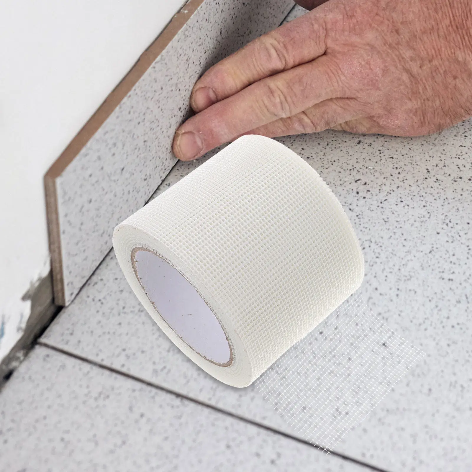 Drywall Repair Tape Fiberglass Mesh Self-Adhesive for Cracks Gaps Wall Patching Interior Exterior Use Reinforced Durability