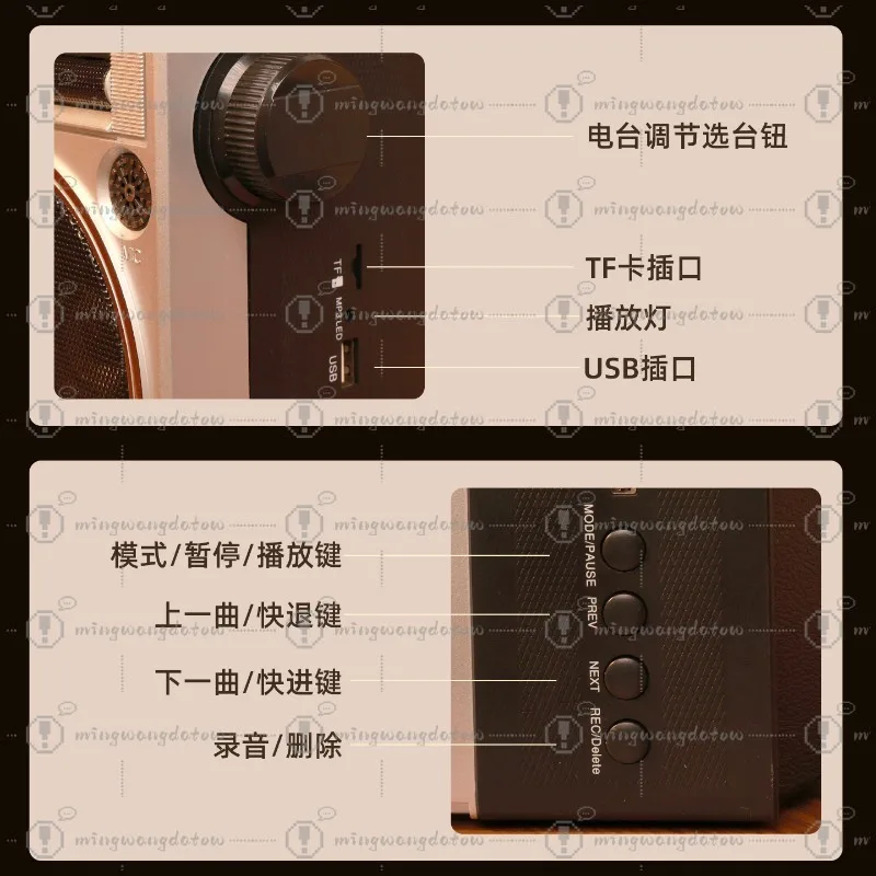 Portable Retro Cassette Tape Player, Dual Speaker Stereo Radio Recorder Compatible with Bluetooth, USB Flash Drive and TF Card