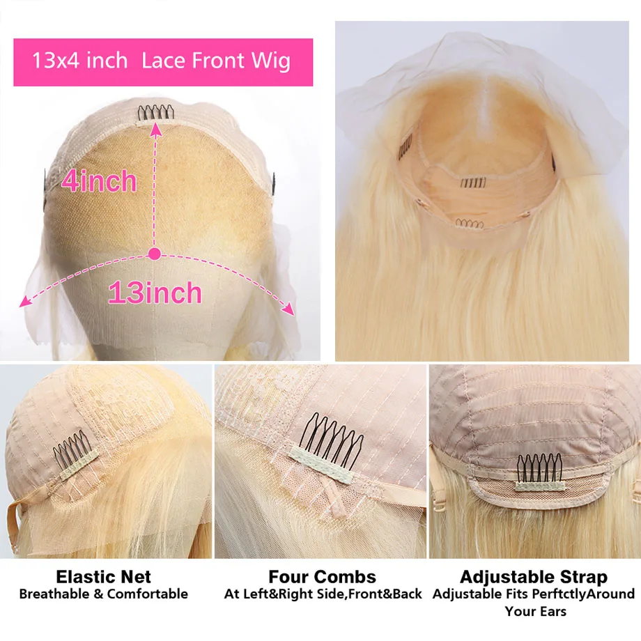 613 Hd Lace Frontal Wig 13x6 Bone Straight Human Hair Wig 13x4 Lace Front Blonde Wigs For Women 30 32Inch Colored Human Hair Wig image 6