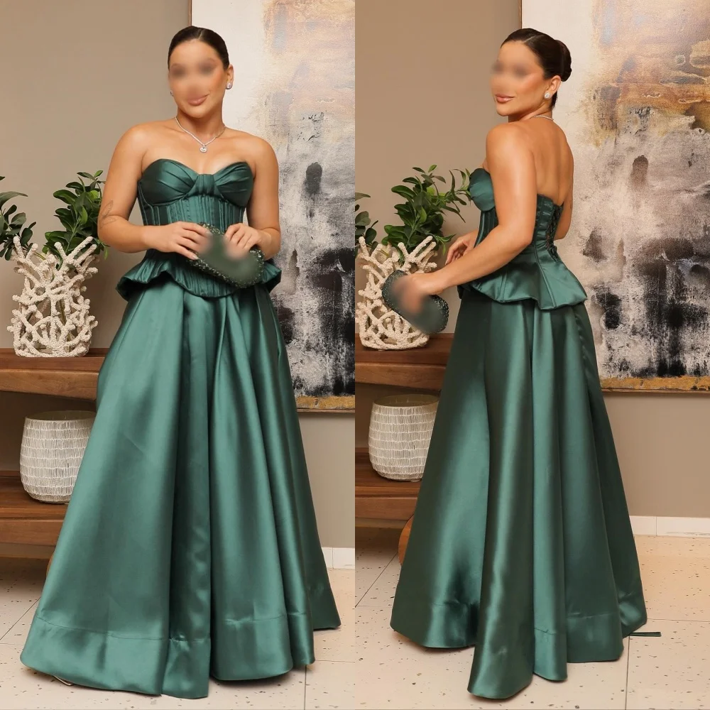 

Customized Evening Dress Pleat Sweetheart Neck Charming A-line Long Dresses Bespoke Occasion Elegant Party Wedding Guest