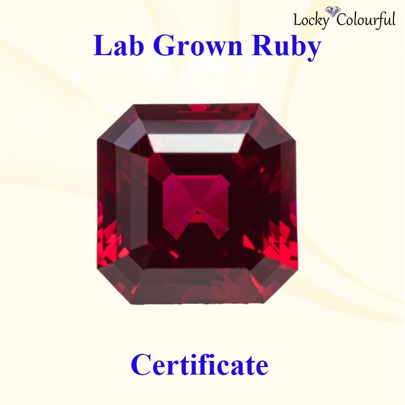 

Lab Grown Ruby Asscher Shape Beads Pigeon Blood Red Charms VVS1 DIY Selectable AGL Certificate for Jewelry Making Ring Materials