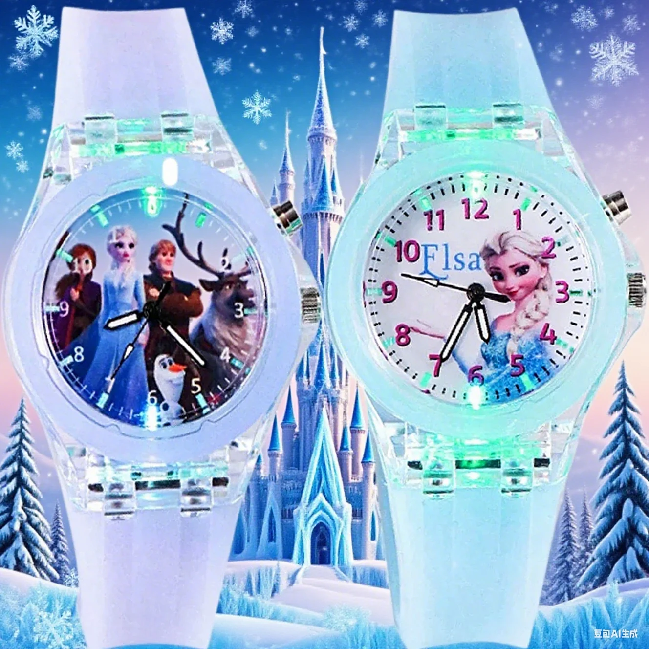 

Disney Frozen luminous children's watch cartoon Frozen pointer quartz watch for male and female students plastic watch