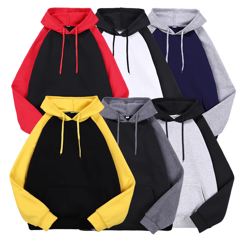 Raglan sleeve Hoodie Men Women Loose Oversized S-XXL Clothing Autumn Winter Warm Fleece Hoodies Color Collision Sweatshirts