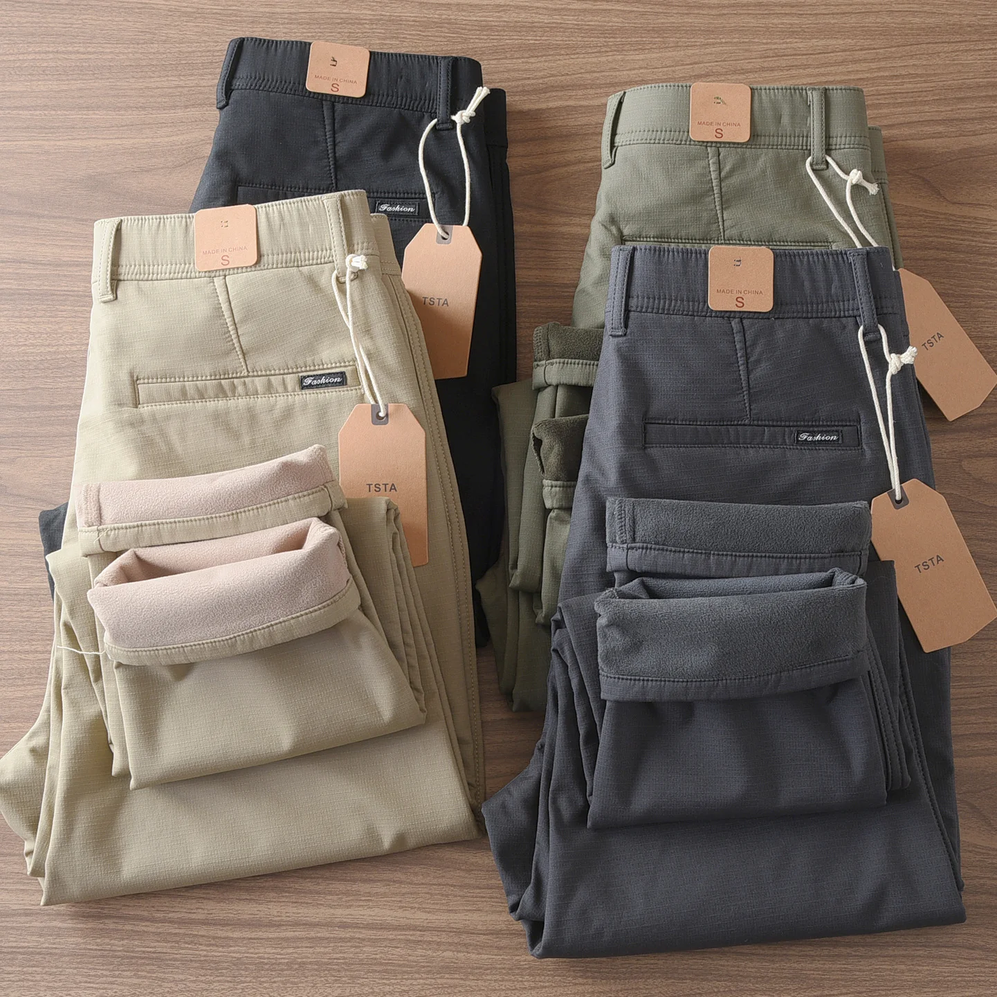 

Winter New American Vintage Thickened Men's Loose Straight Cargo Pants Fashion Washed Keep Warm Multiple Pockets Casual Pants