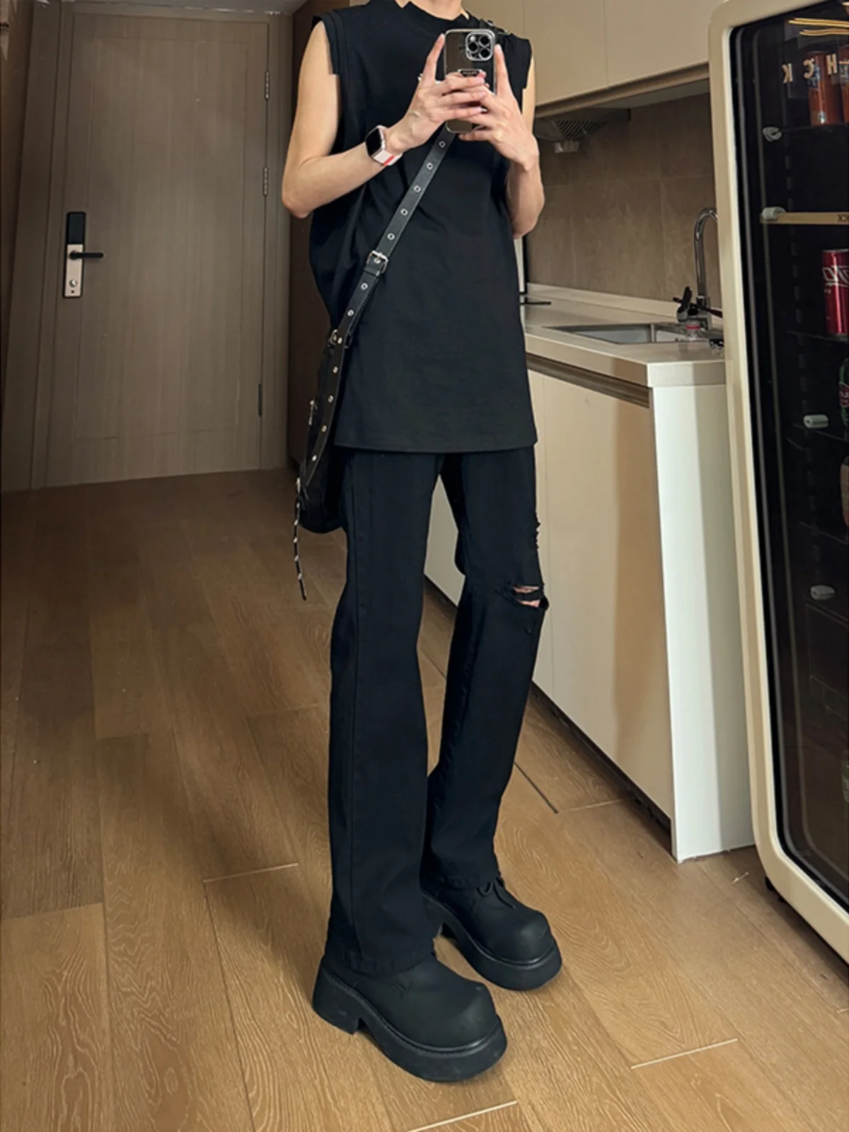 

Bla Hole Straight Leg Men's Jeans American High Street Vibe Cool Trendy Straight Leg Pants Youthful ular Long Pants