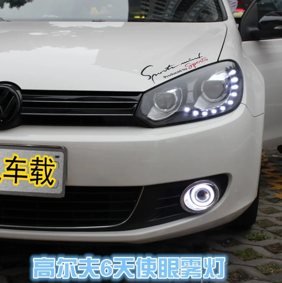 Eosuns Innovatives Cob Angel Eye LED-Tagfahrlicht Drl + Halogen-Nebelscheinwerfer + Projektorlinse für Volkswagen Vw Golf 6 Mk6