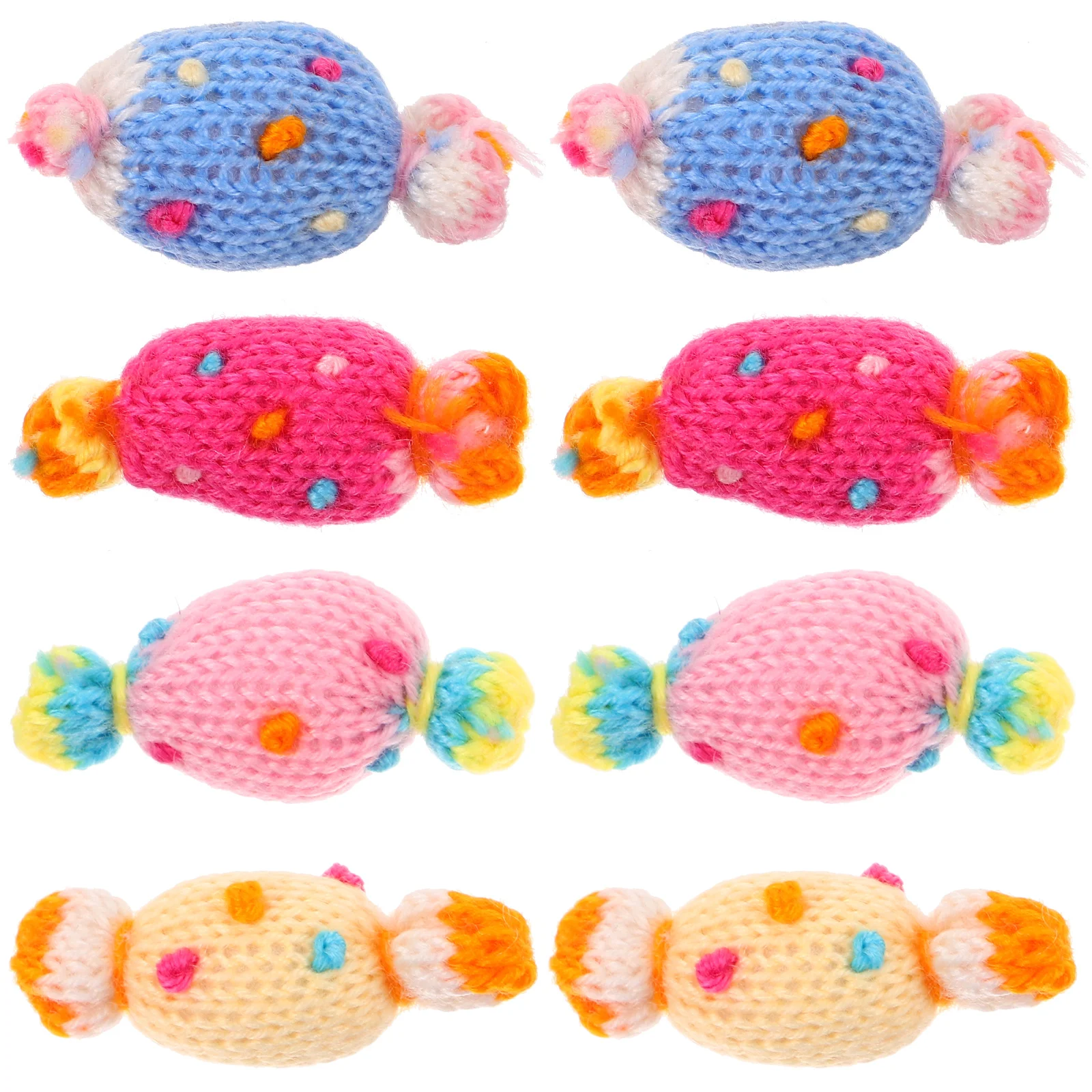 8 Pcs Cartoon Colorful Candy Ornaments Apparel Crochet Sew Patches Wire Cute Crafts