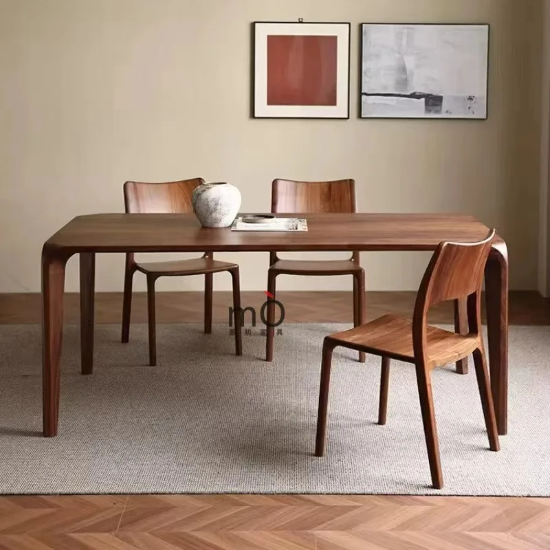 Factory Direct Compatible WithMedieval Style North American Black Walnut Dining Table All Solid Wood Rectangular Household Desk