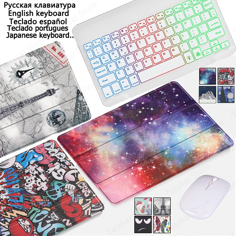 

Cover for Funda Redmi Pad SE Case Rainbow Backlit Keyboard for Teclado Xiaomi Redmi Pad SE Case PU Leather Magnetic Stand Cover