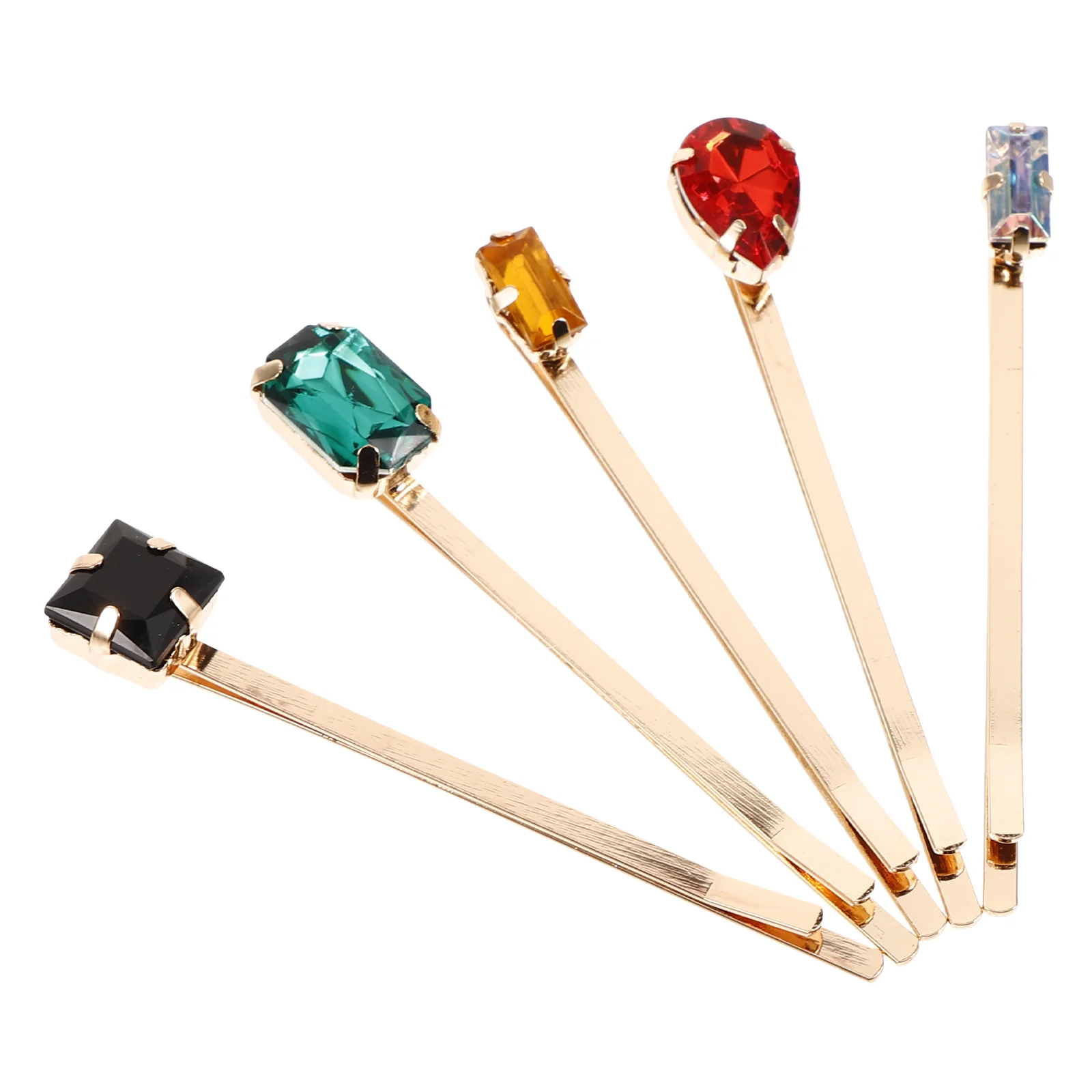 5 Pcs Retro Golden Drill Hair Clips Short Barrettes Bobby Pin Hair for Ladies and Girls (Mixed Style)