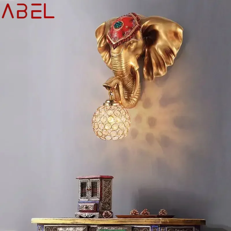 ABEL Modern Elephant Wall Lamps LED Interior Creative European Resin Sconce Light for Home Living Room Hall Decor