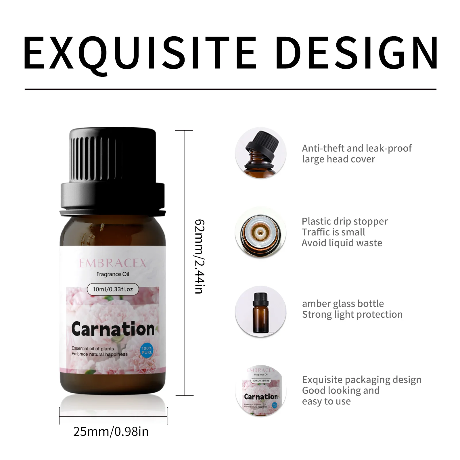 Aceite esencial de clavel de 10ml, aceites esenciales con aroma Floral, difusor de fragancia, aceites de masaje para humidificador, fabricación de jabón, regalos
