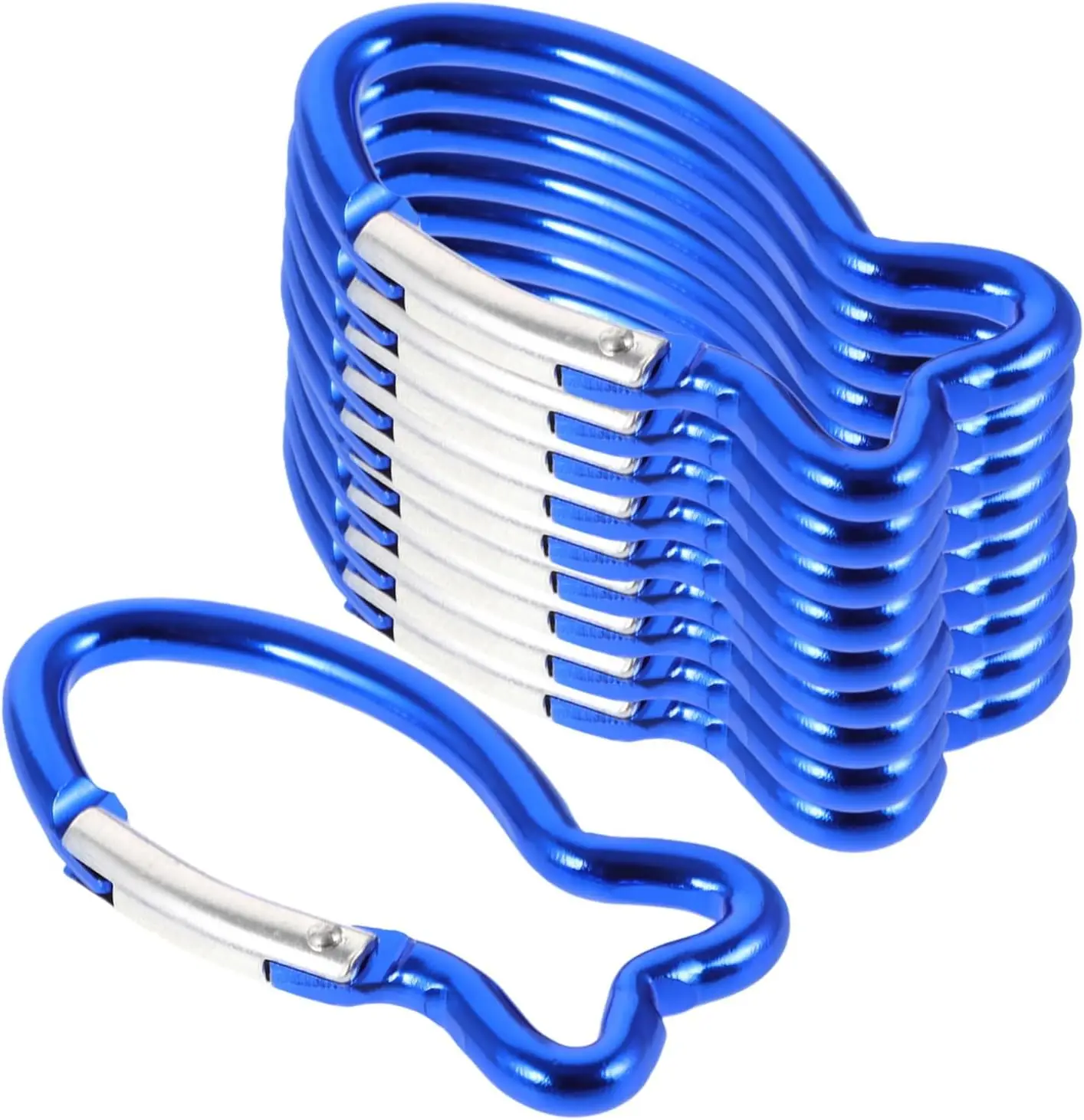 Kichvoe 10Pcs Fish Shaped Spring Carabiner Clips Metal Mountaineering Buckles for Backpack Keychain Camping Hiking Outdoor Use B
