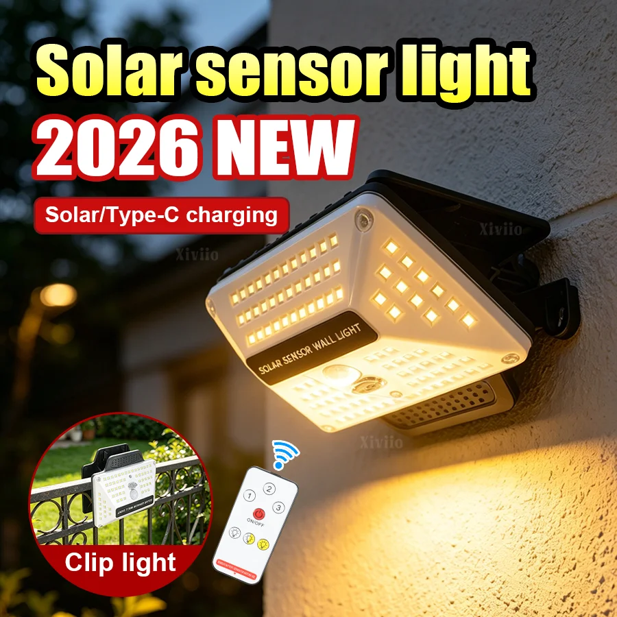 Wall Light Outdoor Lights Waterproof Sunlight Solar Lamp External Solar Power Headlights House Led Lighting Sensor Garden Lamps