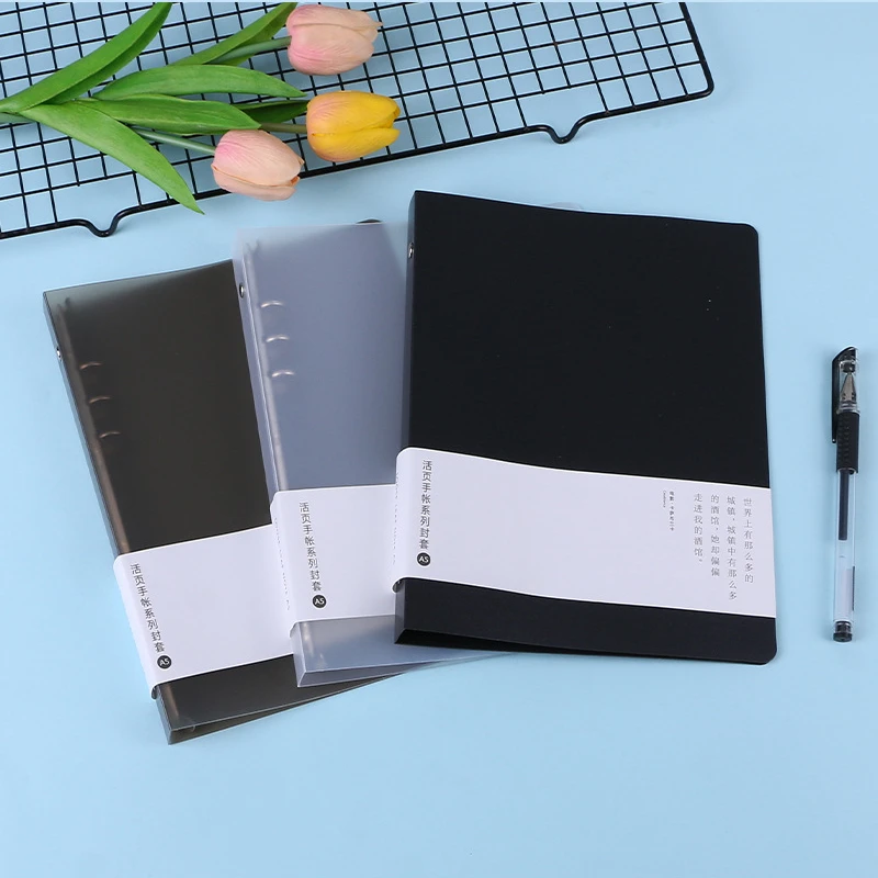 

A5 PP 6 Holes Transparent Color Plastic Notebook Cover Case Loose Leaf Ring Binder Diary Planner Cover