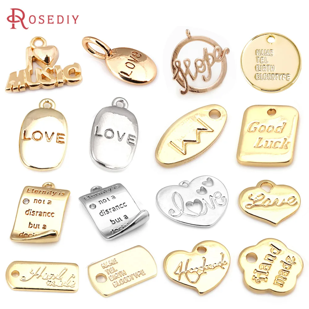 18K Gold Color Heart Love Handmade Good Luck End Charms High Quality Diy Jewelry Making Supplies Necklace Earrings Accessories