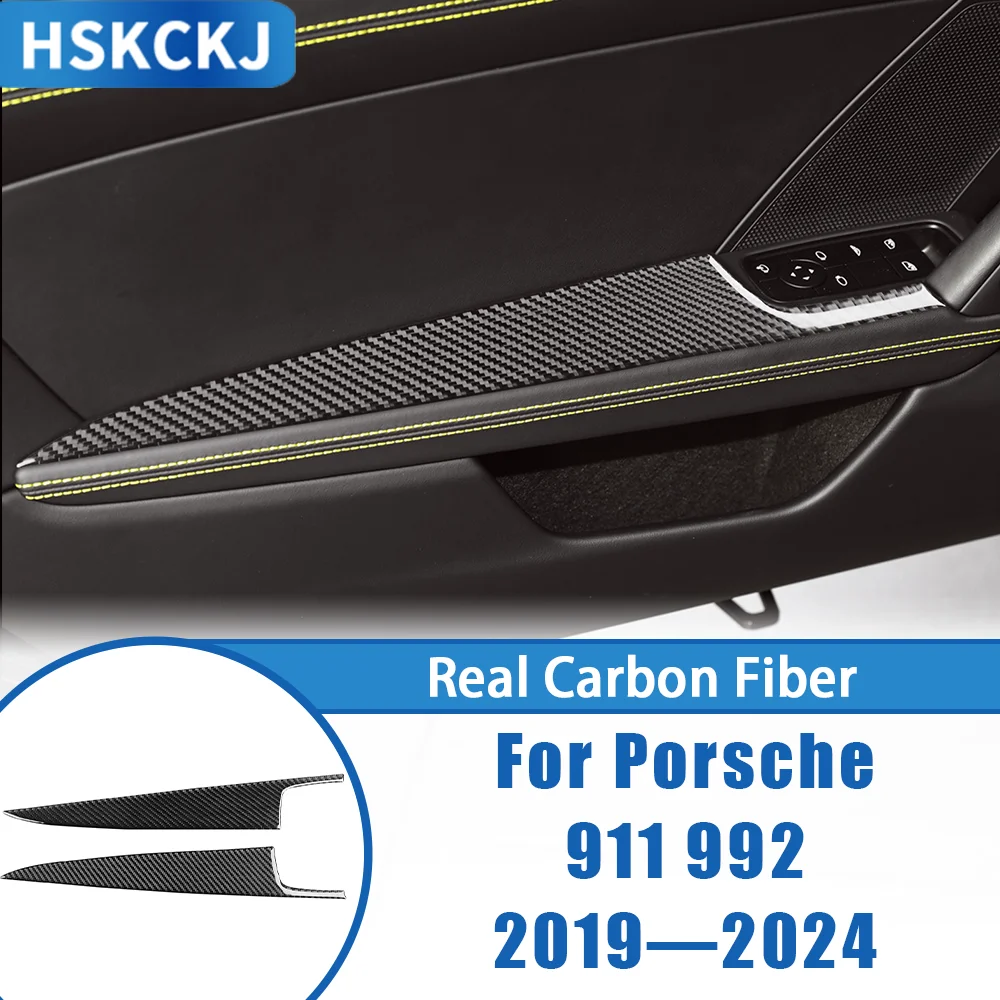 

For Porsche 911 992 2019—2024 Carbon Fiber Inner Door Armrest Panel Car Accessories Interior Cover Trim Modification Sticker