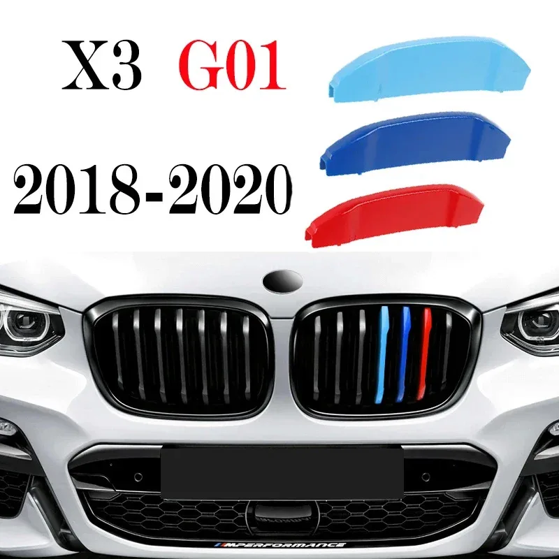 

3Pcs Car Grille Trim Strip For BMW X3 E83 F25 G01 2003 2004 2005 2006 2007-2020 Racing Performance M