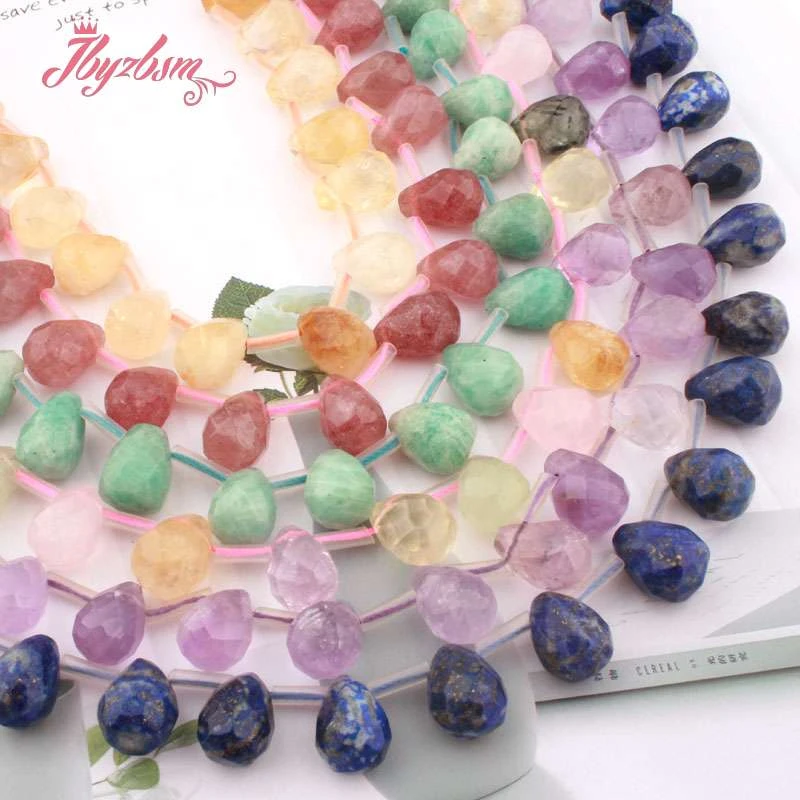 Natural Citrine/Tiger Eye/Prehnite/Quartz Drop Faceted Stone Beads For Earring Necklace Jewelry DIY Loose Beads For10x14mm