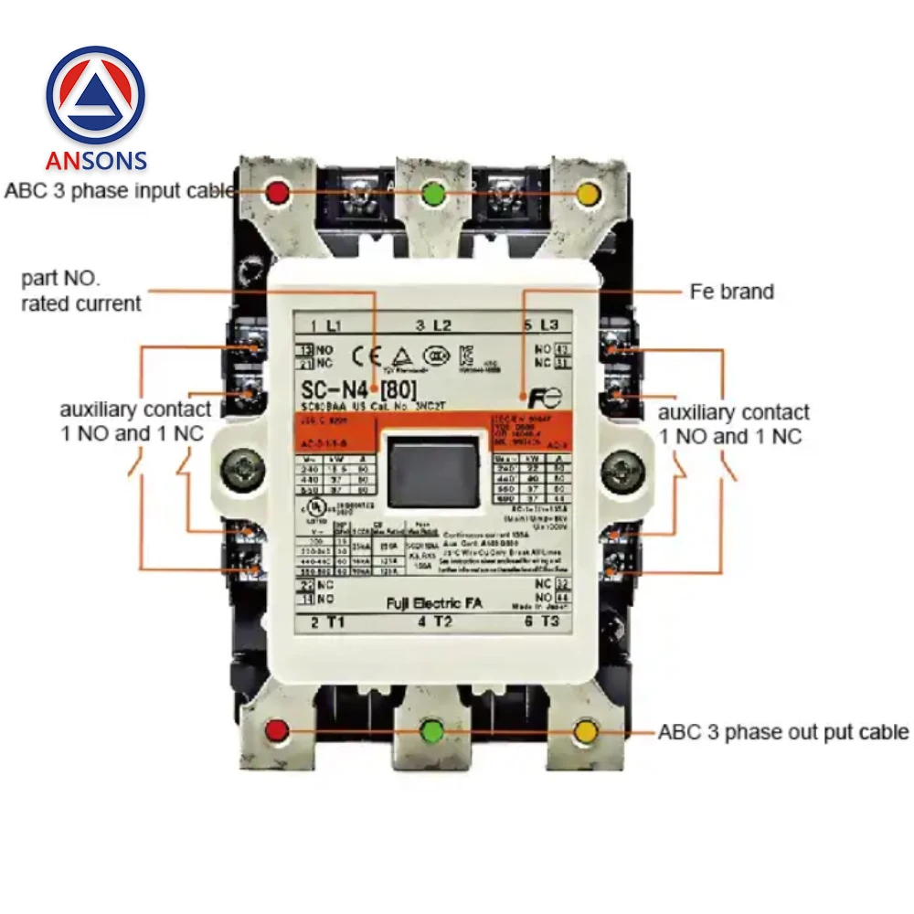 SC-N4 SC-N5 SC-N5 SC-N6 SC-N7 SC-N8 SC-N10 SC-N11 SC-N12 110V 220V Fuji Elevator Contactor AC Ansons Elevator Spare Parts