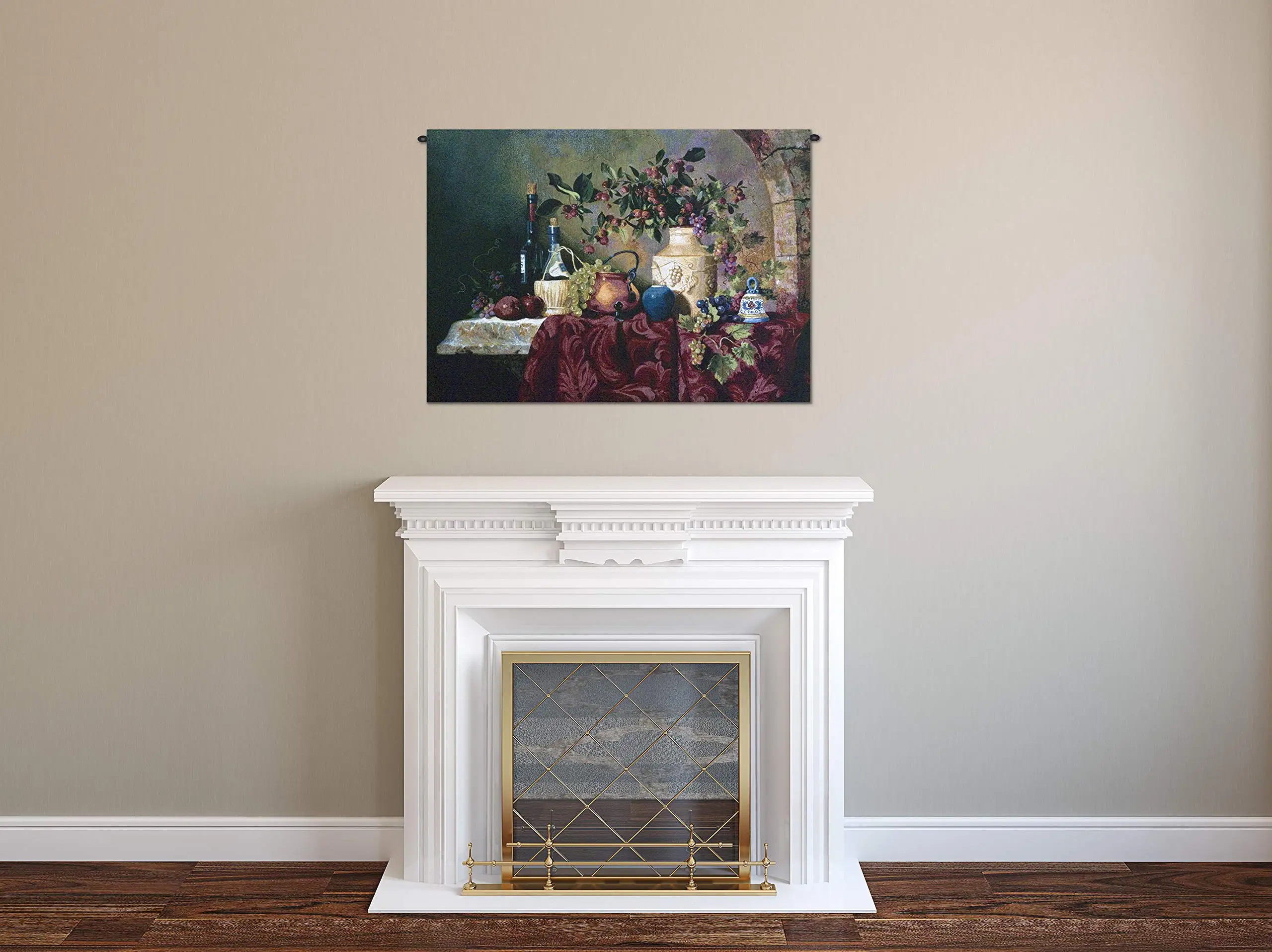 Tavola di Capri by Fran Di Giacomo | Woven Tapestry Wall Art Hanging | Classic Italian Still Life Feast | 100% Cotton
