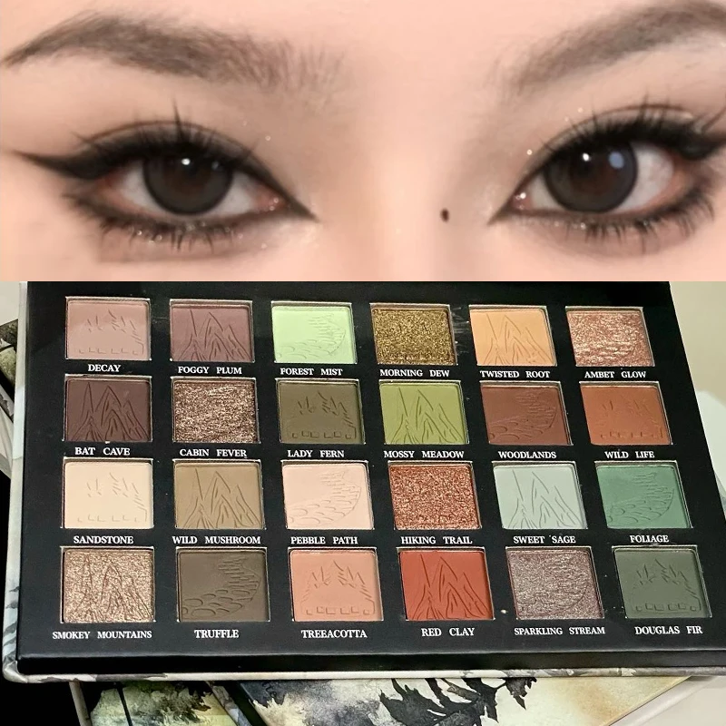 Paleta de sombras de ojos de 24 colores, paleta de maquillaje mate brillante, sombra de ojos verde metálica con brillo, pigmentos de ojos a prueba de agua, cosméticos de maquillaje
