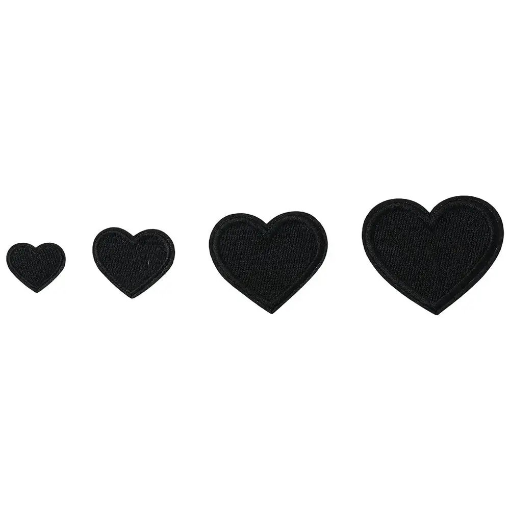 40 PCS Heart Shape heart patches Black Mini Heart embroidered sew on patches heart Red 4 Sizes applique decoration Backpacks