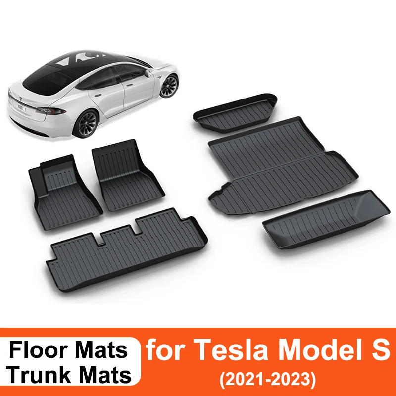 

for Tesla Model S Floor Mats Front Rear Cargo Liner Trunk Protect Cover TPE Waterproof Anti-Slip Frunk Carpets ModelS 2021-2023