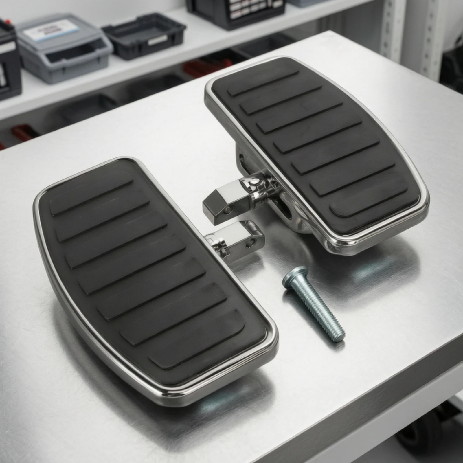 Footboards with Rubber Grip Rectangular Footboards Floorboards Pivoting for Cruiser Riders, Highway Cruising