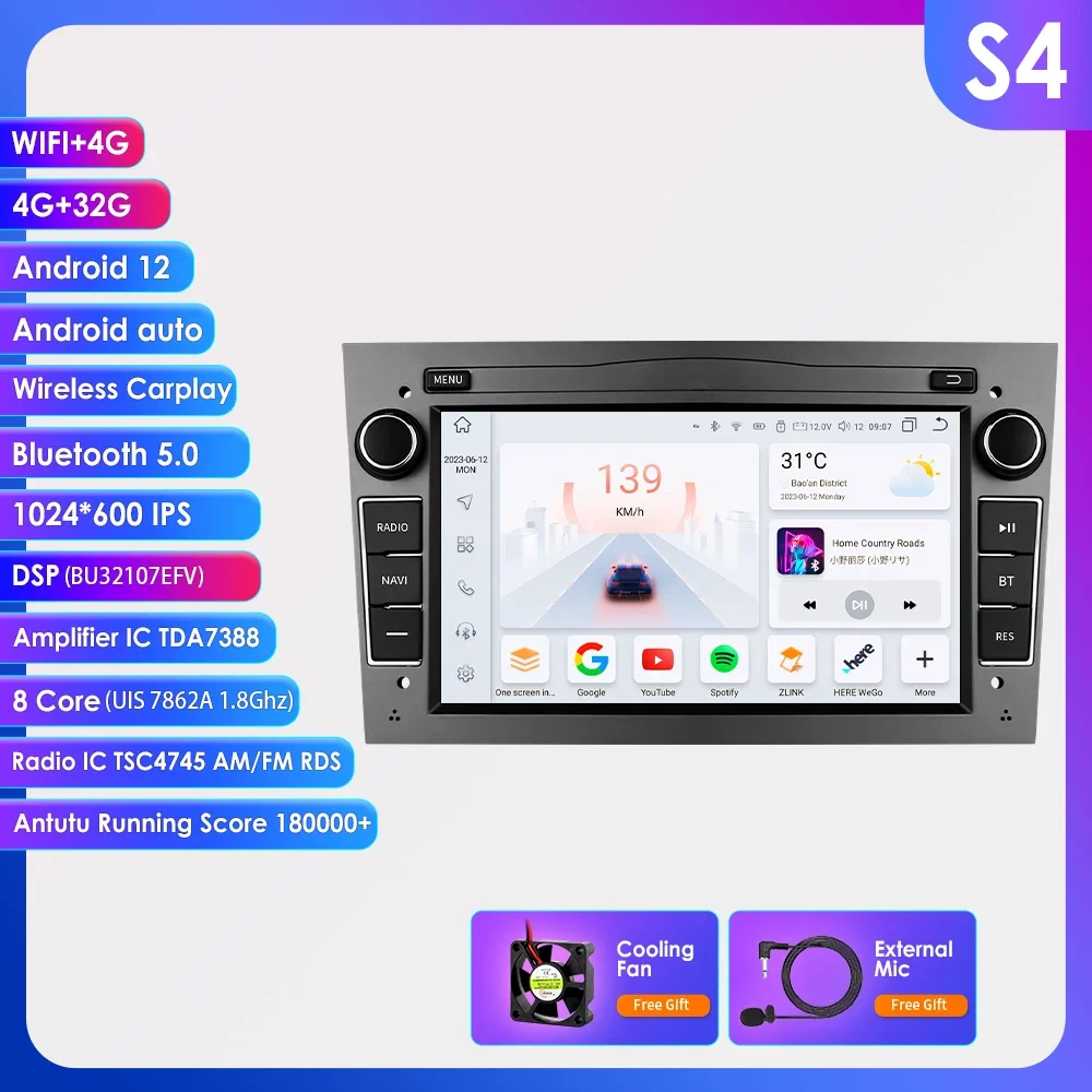 Android 14 Autoradio voor Opel Astra H J 2004 Vectra Vauxhall Antara Zafira Corsa C D Vivaro Meriva Carplay GPS Multimedia Speler