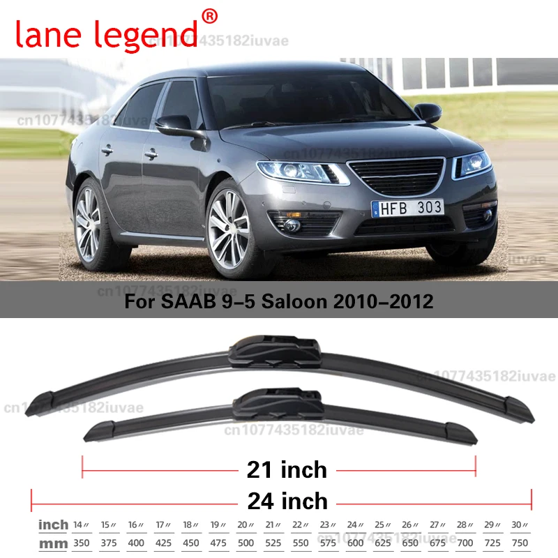 SAAB 9-5 Saloon 용 자동차 와이퍼 블레이드 24 "+ 21" 2010-2012 Atuo Windscreen 앞 유리 와이퍼 블레이드 Window Wash Fit Hook Arms