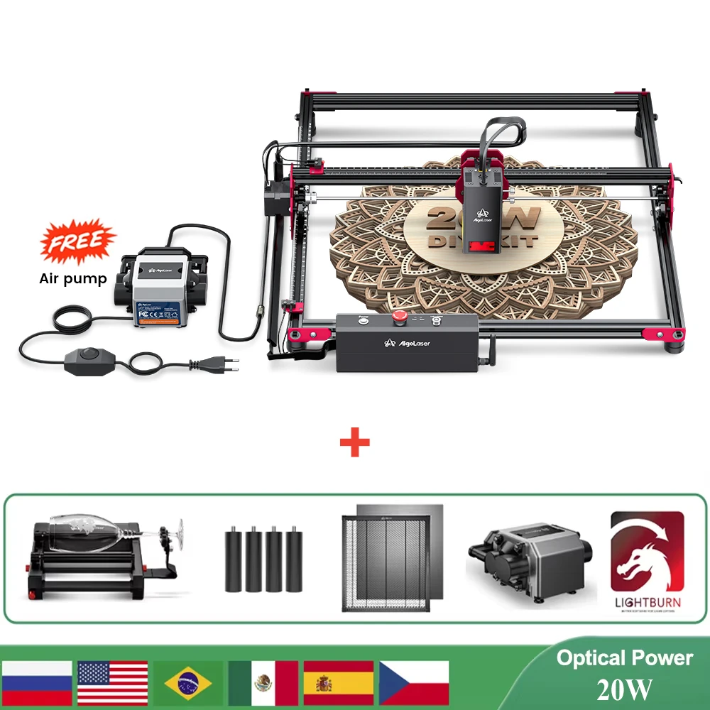 Algolaser-Kit de bricolage pour les travailleurs de calcul injuste, graveur laser, coupeur avec pompe à air, WiFi, hors ligne, bureau, gravure CNC,