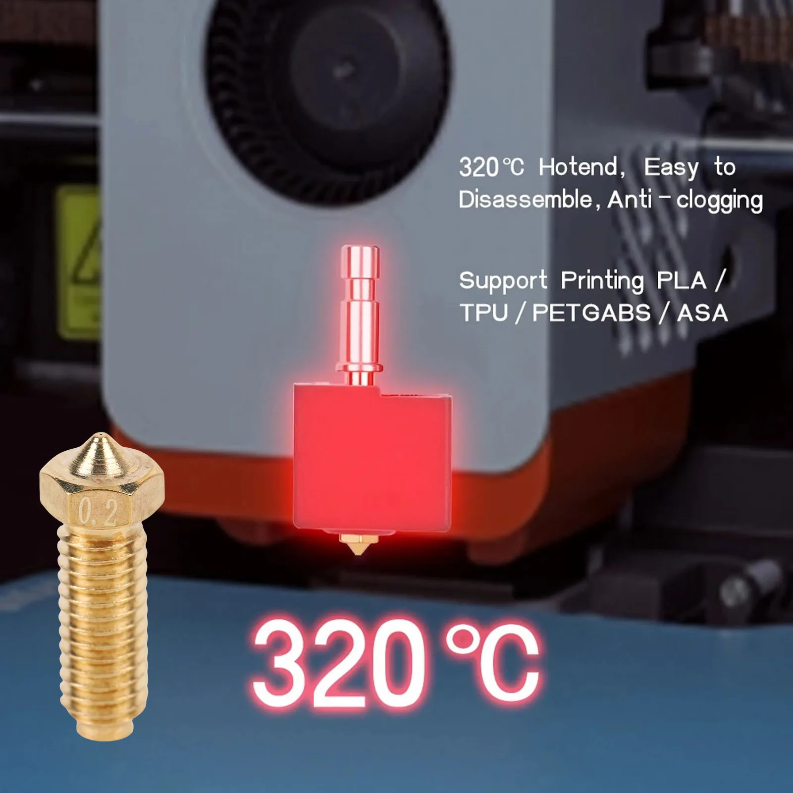 Extruder Hotend Nozzle Kit Fluent Extrusion Printing 3D Printer Brass Nozzle High Hardness Glossy Accurate for Industrial Use