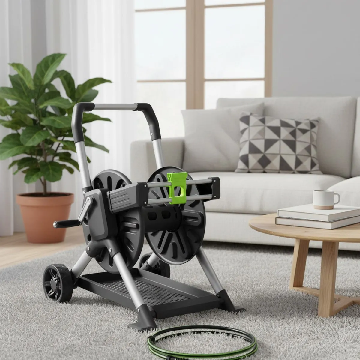 Garden Hose Reel Cart 200ft 5 8 Inch Metal Freestanding Outdoor Lawn Yard Water Storage