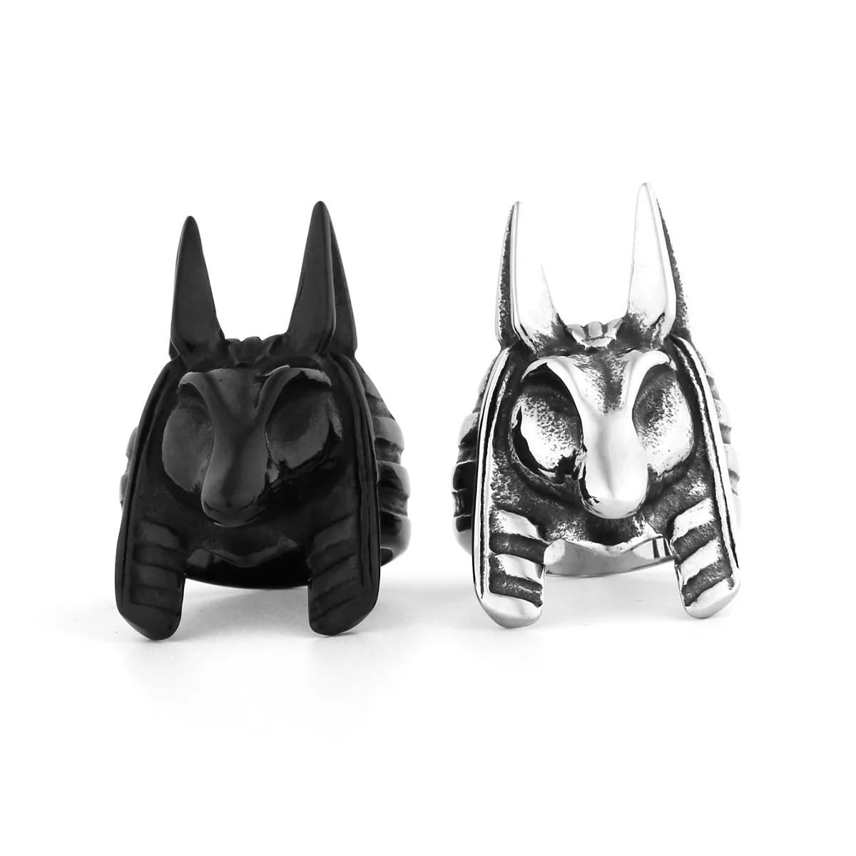 Egypt Anubis Men's domineering stainless steel ring size 8-14