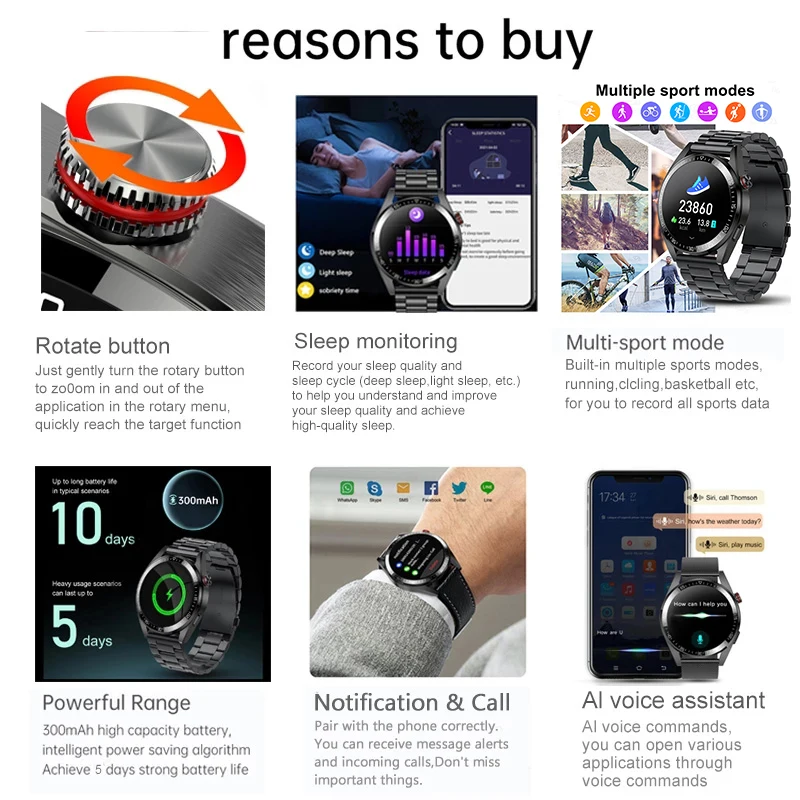 Reloj inteligente para hombre, pulsera con pantalla HD de 454x454, 8 GB de RAM, visualización constante de la hora, Bluetooth, llamadas, música Local, para Android ios