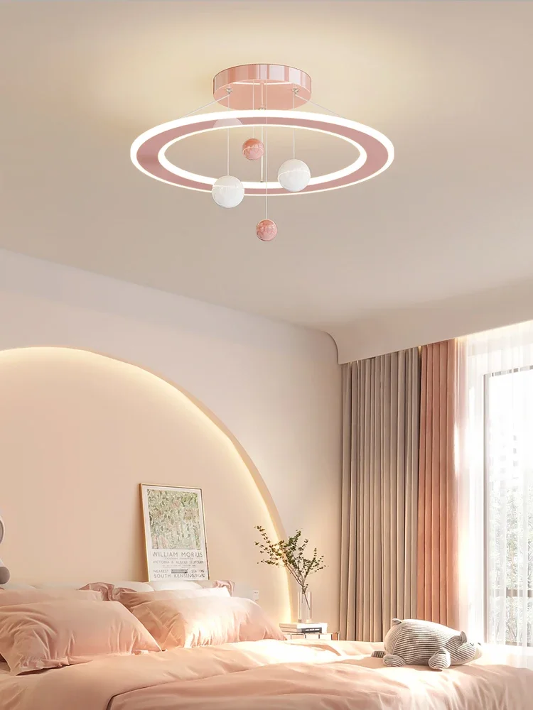 Cream Wind Children's Room Pendant Light Warm and Creative Design Planet Bedroom Eye Protection Light Fixture