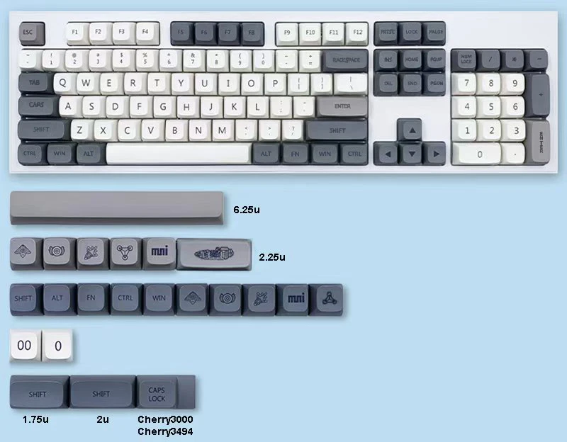 XDA キーキャップ 標準オルソリニアメカニカルキーボード用 RGB75 XD75