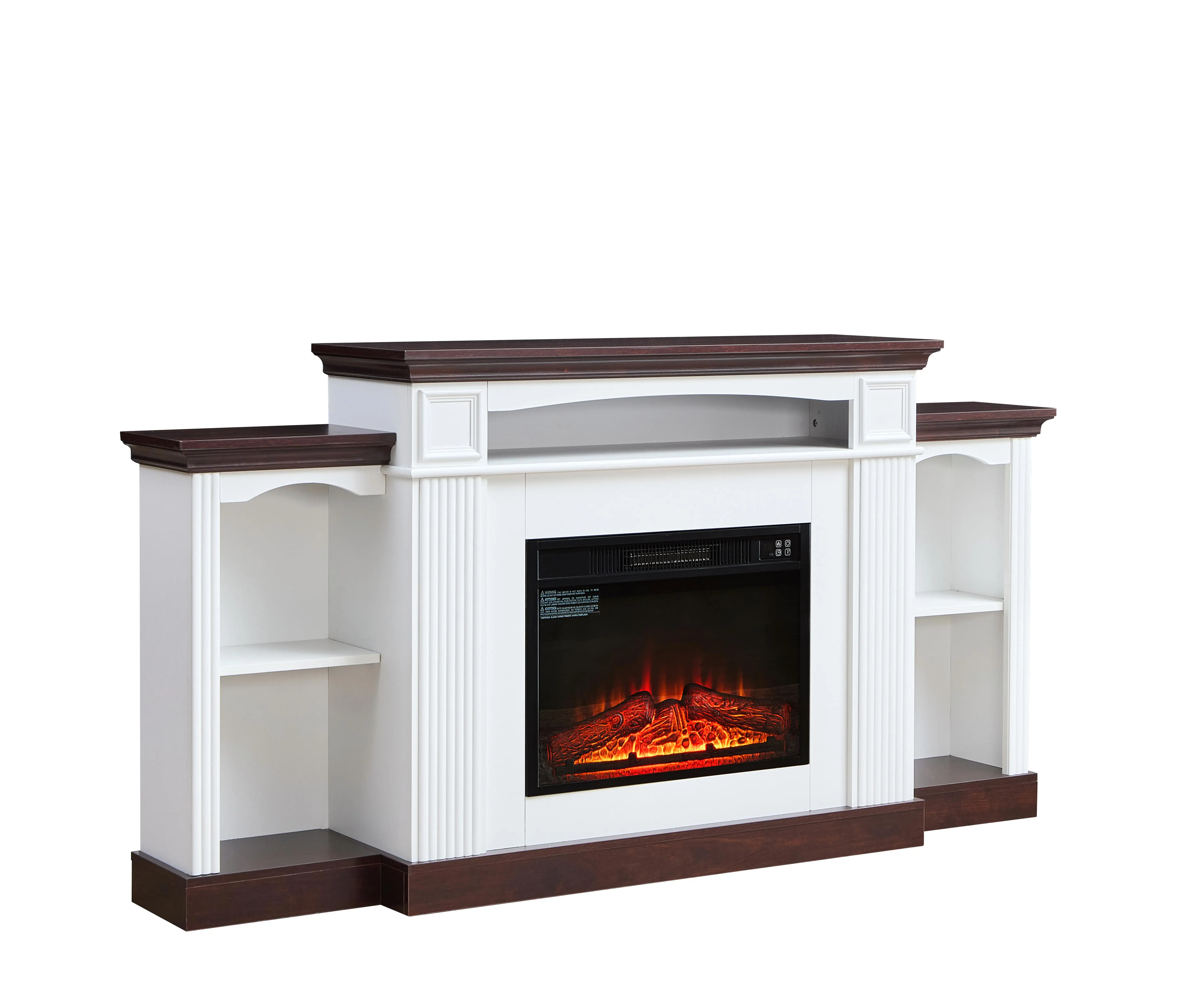 for 70 Inch TV Stand with Electric Fireplace & Mantel, 23 Inch Heater for Living Room, Remote Control Included