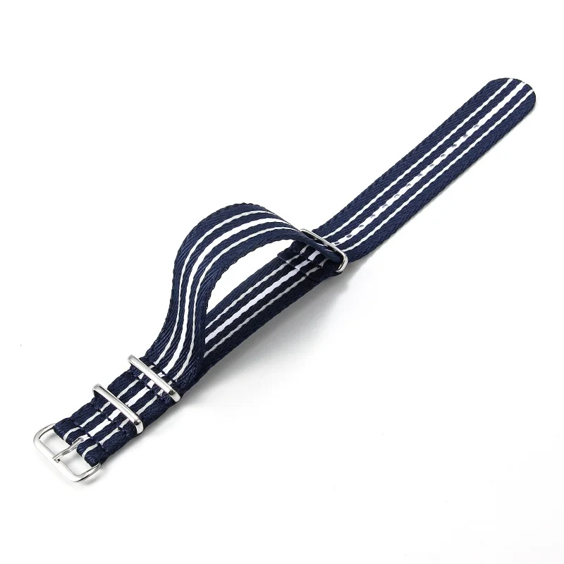 20mm 22mm Premium Nylon Canvas Strap for Blancpain Swatch Orange White Stripes Pin Buckle Waterproof Men Replacement Watch Band