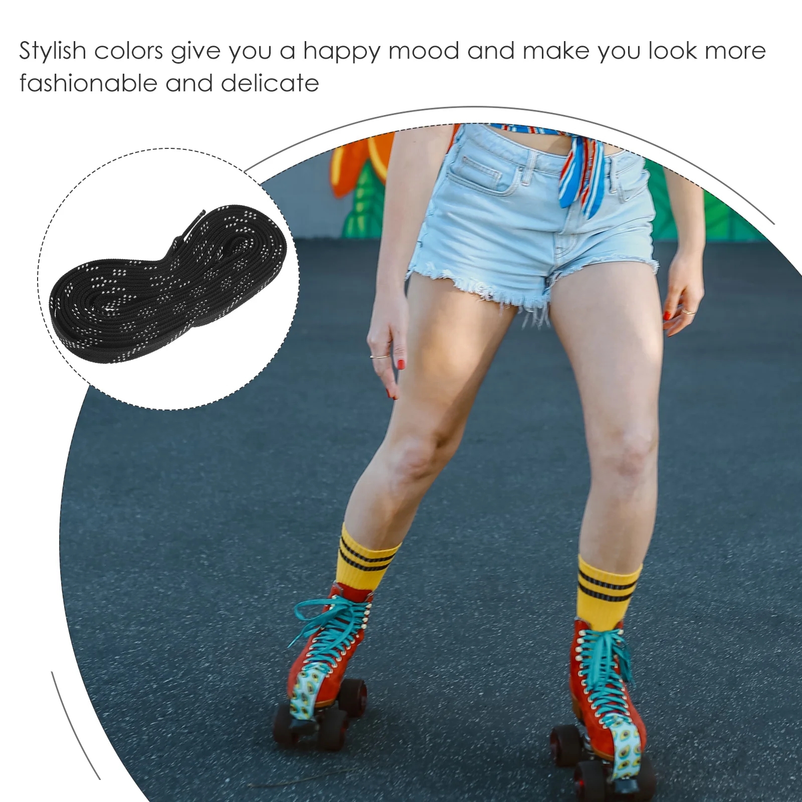 

Roller Skates Shoelace Stylish High-Strength Polyester Hockey Lace Wear-Resistant Anti-Freezing for Ice Skates Roller