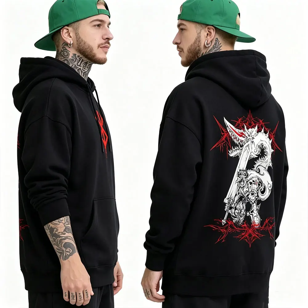 

Anime Berserk Guts Graphic Hoodie Retro Manga Skull Knight Gatsu Griffith Zodd Sweatshirt Men Women Casual Oversized Streetwear